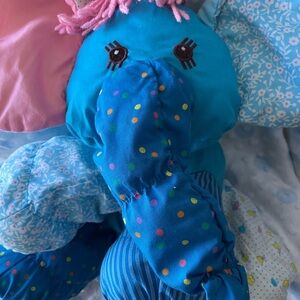 Vintage Amtoy Floppalots 1987 l Blue Patchwork Elephant , soft & light